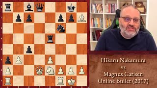 5 Minutes with GM Ben Finegold Nakamura vs Carlsen Online Bullet 2017 [upl. by Lampert]