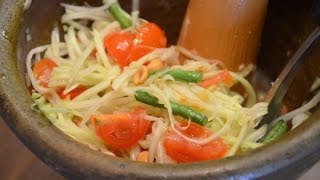 How to Make Thai Papaya Salad  Som Tum ส้มตำ Thai Food [upl. by Oiramad]