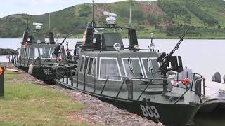 PRESIDENT MUSEVENI HAS LAUNCHED A NEW UPDF MARINE PIER AT SUSTAINABLE BASE IN MAYUGE [upl. by Aidua]