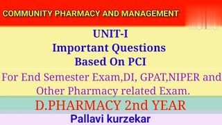 Important question  Community Pharmacy and Management  DPharmacy 2nd year Chapter 1 [upl. by Leslee]