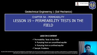 Geotechnical Engg 1 Soil Mechanics Permeability Tests in the Field [upl. by Sugar]