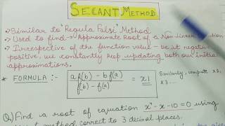 SECANT METHOD EXPLAINED  SIMPLIFIED amp EASY  HINDI  BCA BTech BSc MCA  Numerical Methods  ENGG [upl. by Stieglitz824]