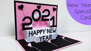 Happy new year card 2021  how to make new year greeting card  new year card making handmade easy [upl. by Ettigdirb]