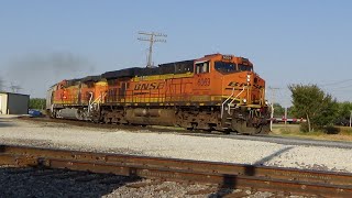 WB BNSF manifest with military vehicles meets EB ethanol at Linroth October 10 2024 [upl. by Anha487]