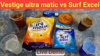 Vestige ultra matic Detergent Demo Video  Vestige vs Surf Excel Demo Video [upl. by Eilyac]