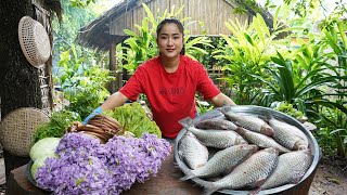 Market show and cooking Yummy deep fry fish eat with Cambodia noodle  Countryside Life TV [upl. by Atworth627]