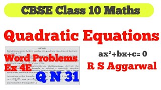 Chapter 4 Quadratic Equations Ex 4E Q N 31  Tips for Grade A Grade B amp Grade C Students [upl. by Silera]