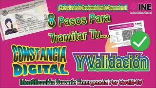 Como Tramitar Constancia Digital del INE por Medio de INTERNET en 8 Pasos  Validación  INE 2020 [upl. by Pagas]