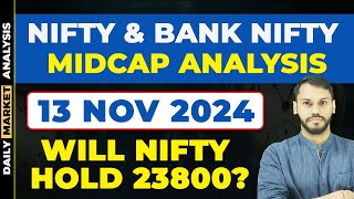 NIFTY PREDICTION FOR TOMORROW13 NOVEMBER BANK NIFTY PREDICTION NIFTY LIVE TRADING NIFTY STRATEGY [upl. by Eiznekcam]