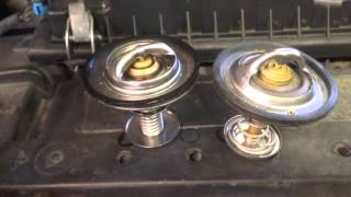 Ford 73 Powerstroke coolant leak Thermostat [upl. by Akcirahs]