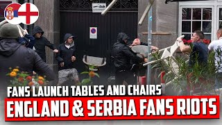 England and Serbia fans clash in Gelsenkirchen before Euro 2024 game [upl. by Medorra]