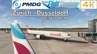 MFS 2020 PMDG 777 Simwings Zurich  Dusseldorf 4k [upl. by Lunt]