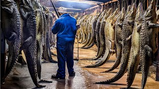 How Farming Millions of Crocodiles for Meat and Skin in China  Crocodile Farm Harvest Technology [upl. by Anatnom980]