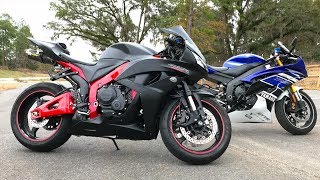 FIRST TIME ON A HONDA CBR 600RR  HONDA CBR VS YAMAHA R6  CBR 600RR REVIEW [upl. by Bradstreet502]