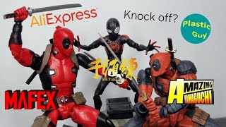 Bootleg Mafex Revoltech Deadpool amp Sentinel Miles Morales AliExpress Knock Off Action Figure Review [upl. by Dib]