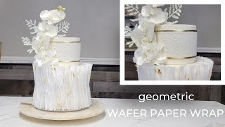 Geometric Angled Wafer Paper Wrap Cake Using Sugar Lace Mats with Fondant Cake Decorating Tutorial [upl. by Yorgerg]