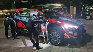 WRC ECO Acropolis Rally Greece 2023 Neuville changes wheels makes suspension adjustments Loutraki [upl. by Anibur]