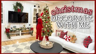 DECORATE FOR CHRISTMAS WITH ME Living Room MakeoverEasy Decorating Ideas Budget Decor FIXERUPPER [upl. by Neellok]