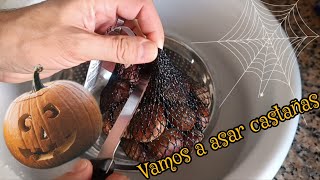 Cómo preparar castañas y asarlas en el horno [upl. by Dimmick192]