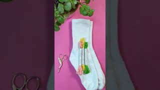 Hand stitched floral embroidery on socks shorts [upl. by Adiuqal]