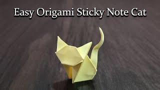 Easy Origami Sticky Note Cat Step by Step Tutorial for Beginners [upl. by Yalcrab386]