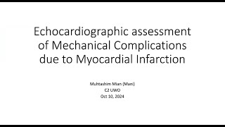 Echocardiographic Assessment of Mechanical Complications Due to Myocardial Infarction [upl. by Bobbette]