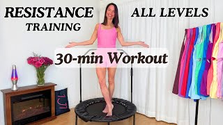 30Minute FullBody Resistance Training on a Rebounder  All Levels Rebounding Workout [upl. by Assened]