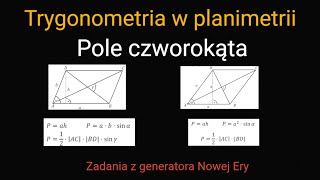 Trygonometria w planimetrii pole czworokąta [upl. by Scotty]