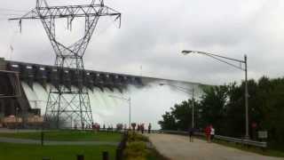 Hartwell Dam opened during flood stage July 9 2013 [upl. by Ahsoyem]