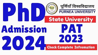 ▶️🔴 PURNEA UNIVERSITY PURNEA ✅PhD Admission Notification 2024🔴 universitynews biharnews purnea [upl. by Airal488]