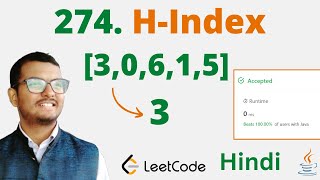 274 HIndex  Java  Leetcode  Hindi [upl. by Sivahc]