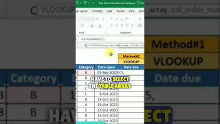 Due Date Calculation in Excel Shorts exceltutorial excelfunctions vlookup [upl. by Calan]