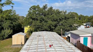 How to Single Wide Mobile Home Roofing in 13 Minutes [upl. by Chud]