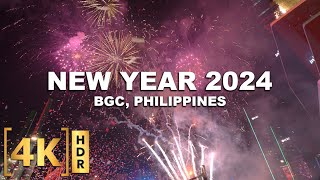 WELCOMING 2024 in BGC PHILIPPINES  New Year Fireworks Full Show  4K HDR  Taguig [upl. by Bayard214]