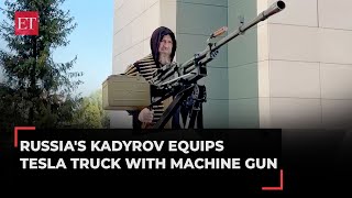 Chechen leader Kadyrov equips Tesla Cybertruck with machine gun invites Elon Musk to Russia [upl. by Aniwde]