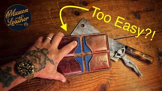 Can It Be This EASY I’ll Test It Shared Hole Stitch Trick  Making a Leather Wallet [upl. by Ariaes]