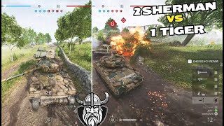 BATTLEFİELD V 2 SHERMAN TANK VS 1 TİGER TANK [upl. by Shewchuk]