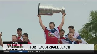 Stanley Cup marches with Florida Panthers in Parade of Champions [upl. by Dukie]