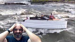 GIANT INFLATABLE YACHT Can it handle Whitewater RAPIDS  BenSabers Reacts [upl. by Laurena]