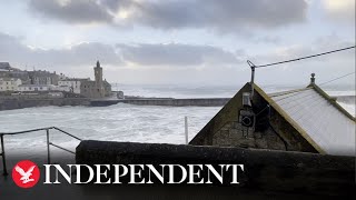 Rough sea in Cornwall as Storm Eunice hits England [upl. by Margette508]