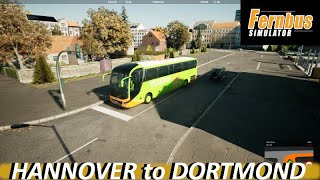 FERNBUS COACH SIMULATOR HANNOVER to DORTMOND in GERMANY PASSING DORTMONDS FOOTBALL GROUND [upl. by Neelahtak]