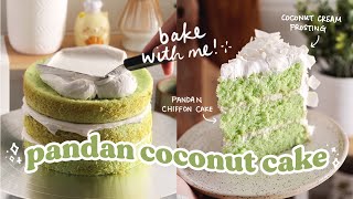 pandan coconut cake 🌿 bake with me [upl. by Oza]