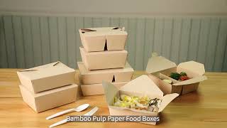 Wholesale Biodegradable Disposable Bamboo Pulp Paper Lunch Box [upl. by Ahseinaj247]