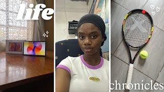 life chronicles🤍🎥unboxing new tablet  new tennis racket  working at the bar [upl. by Enahs728]