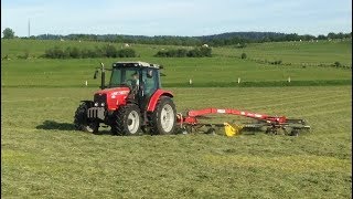 Andainage avec MASSEY FERGUSON 5455 amp andaineur FELLA [upl. by Egreog359]