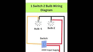 1 switch 2 bulb wiring diagrameducation shortsviralshortsviral [upl. by Suinuj]