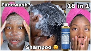 Dr Bronners 18 in 1 Hemp Peppermint Pure Castile Soap  Shampoo 😵  Facewash [upl. by Nodnnarb]