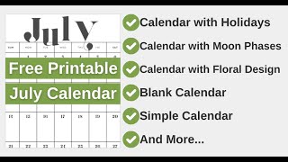 Printable july 2024 Calendars Free Best Templates [upl. by Kwarteng598]