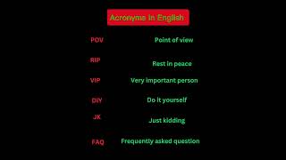 Acronyms in English ✅💯education english shorts viralvideo [upl. by Ahsiekim]