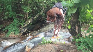 Bathing in Bushy River in African Village [upl. by Ecinna]